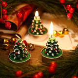 12 Pieces Christmas Tree Tealight Candles Handmade Delicate Tree Candles For Christmas Home Decoration Gifts (Green, White)