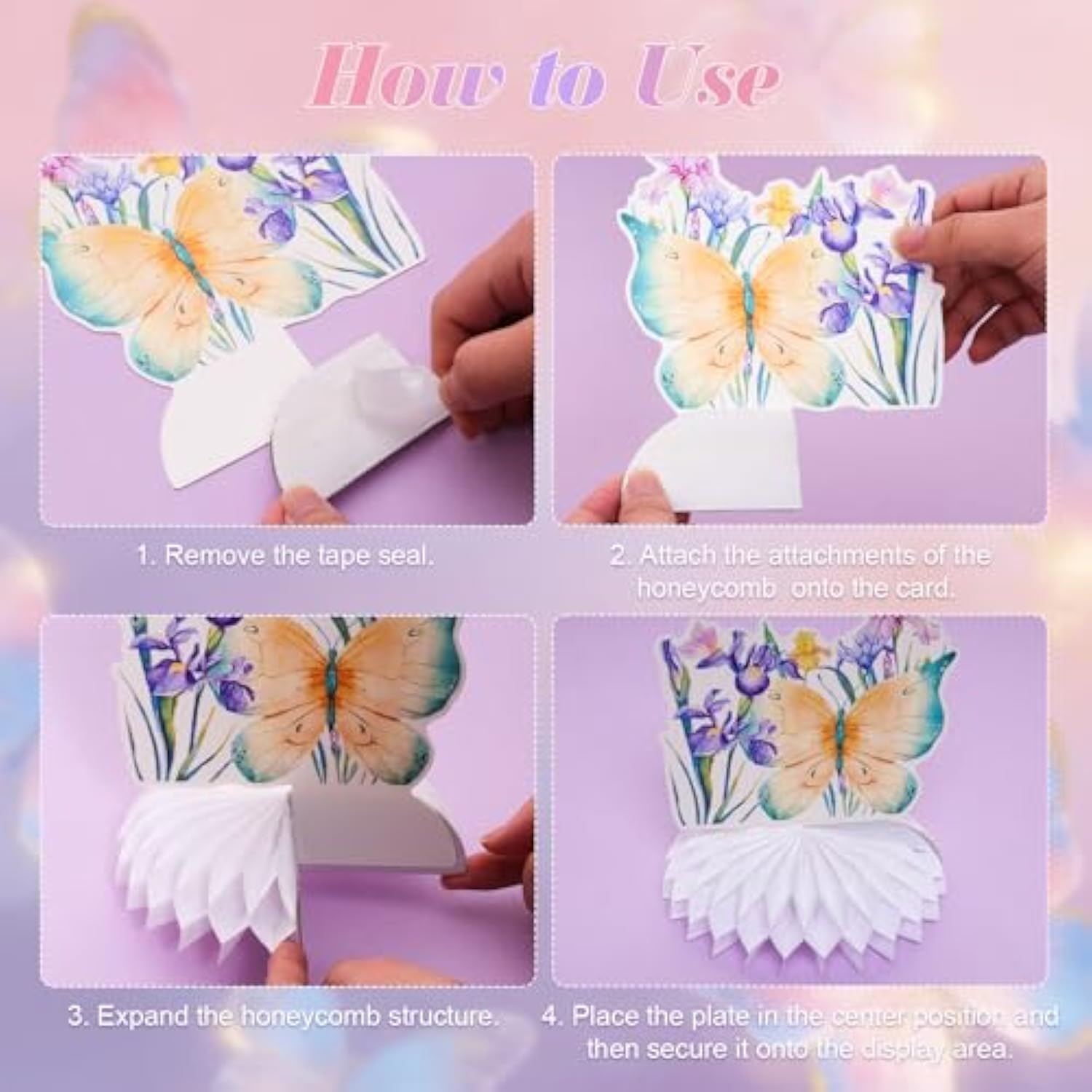 10Pcs Butterfly Centerpieces For Tables Butterfly Flowers Centerpieces Spring Honeycomb Table Decor Spring Flower Toppers For Birthday Party Supplies