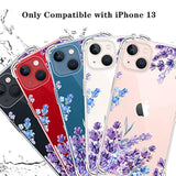 Flower Designed For Iphone 13 Case[With Screen Protector], Floral Clear Women Phone Case Shockproof Protective Soft Tpu Bumper Cover 6.1 Inch 2021 (Lavender/Purple)