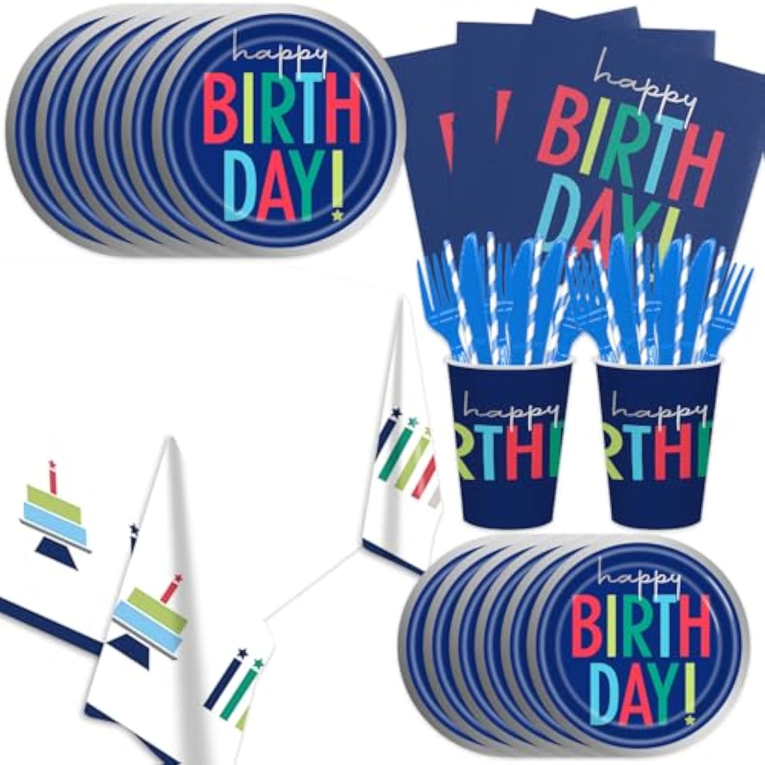 141-Piece Dark Blue Party Supplies for Baby Shower or Birthday for 20 Guests