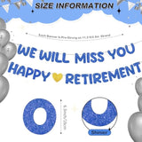 Pre Strung Happy Retirement And We Will Miss You Banner Bunting Retirement Party Decorations Goodbye Party Banner For Men Women Going Away Army Farewell Gift(Navy Blue)