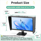 1727 Inch Foldable Adjustable Monitor Hood | Privacy Sunshade (Fits 16.1527.95In W/4171Cm, 14.17In H/36Cm) | Not For Curved Monitors