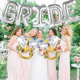 Large Bride Balloons Silver With 2 Ring Balloons For Bridal Shower Bachelorette Engagement Party Decorations, Silver