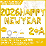 16 Inch Gold 2026 Happy New Year Foil Balloons for Party Decorations