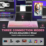 X98 Ultra Wireless Mechanical Keyboard,Hot Swappable Custom Keyboard With Number Pad,Linear Switches,Tri-Mode Bt5.0/2.4Ghz/Usb-C,Rgb Backlit Pink Gaming Keyboards For Win/Mac/Pc
