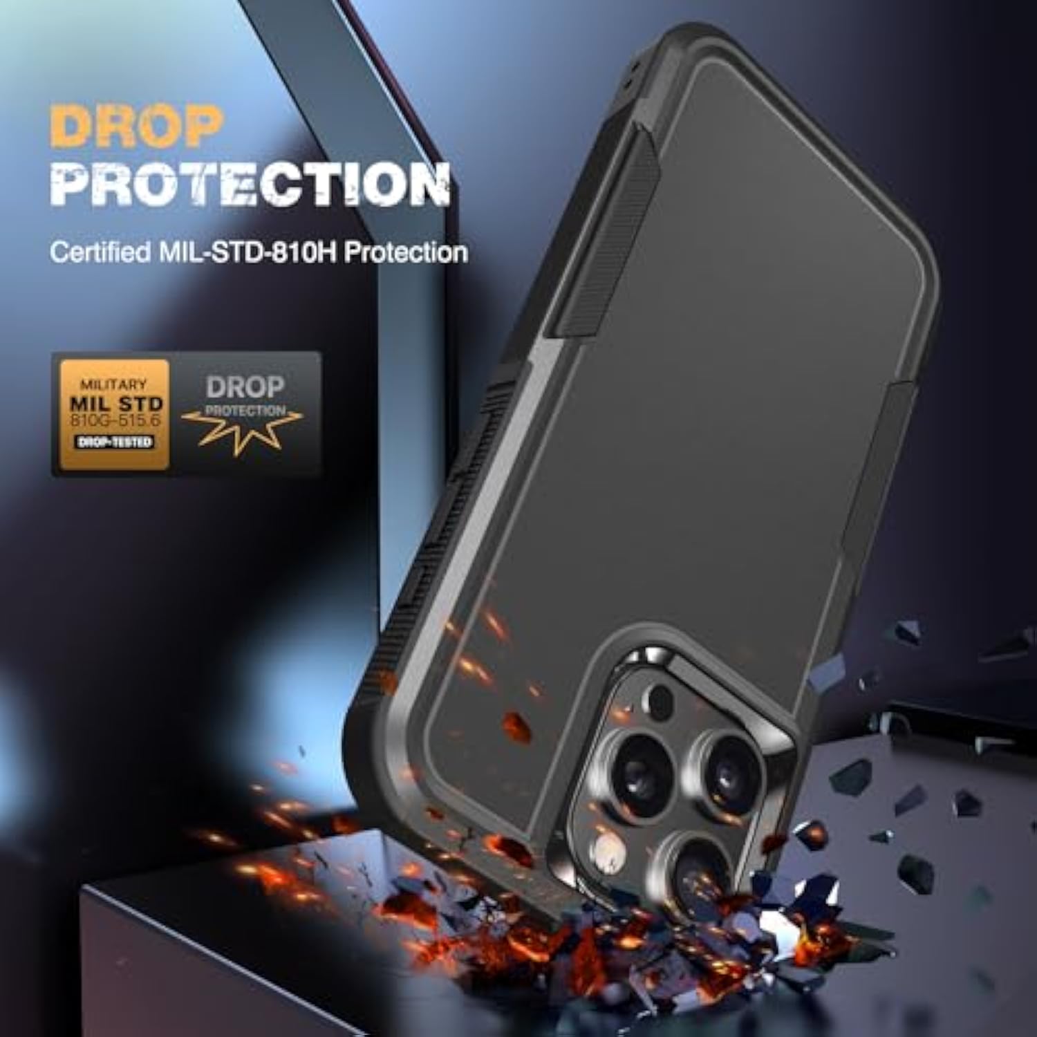 iPhone 15 Pro Max Heavy Duty Case with Privacy Screen Black