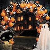 119pcs Halloween Balloon Arch Kit Orange Black Balloons with Eye Spider Party Decorations