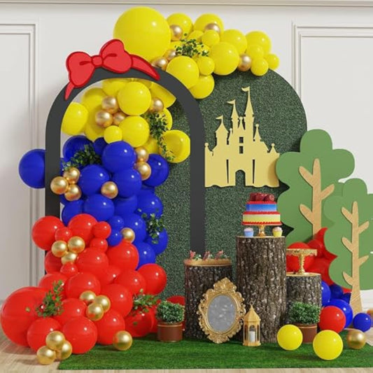 Princess Balloon Garland Arch Kit 137Pcs Red Blue Yellow Latex Balloons For Girl'S Birthday Baby Shower Princess Theme Party Decorations (Red Blue Yellow)