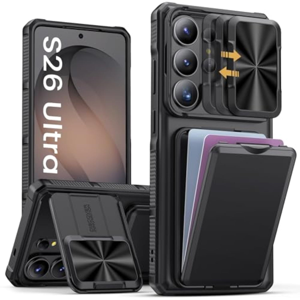 Samsung Galaxy S26 Ultra Case with Card Holder, Black - Premium Protection and Storage