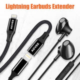1ft Lightning Extension Cable, Braided Female to Male Extender Full Function Cord Compatible with iPhone iPad, Data Sync Video Audio & Charging