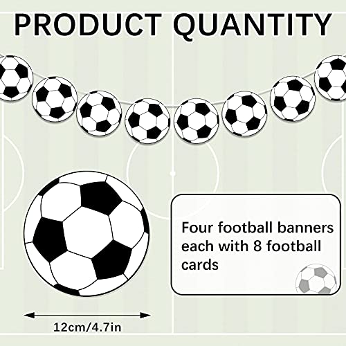4 Pieces Soccer Party Decorations Include Banner Garland Bunting Banners with 32 Pcs Football Pattern Decoration Cards Football Party Supplies for Soccer Fans Birthday Decor