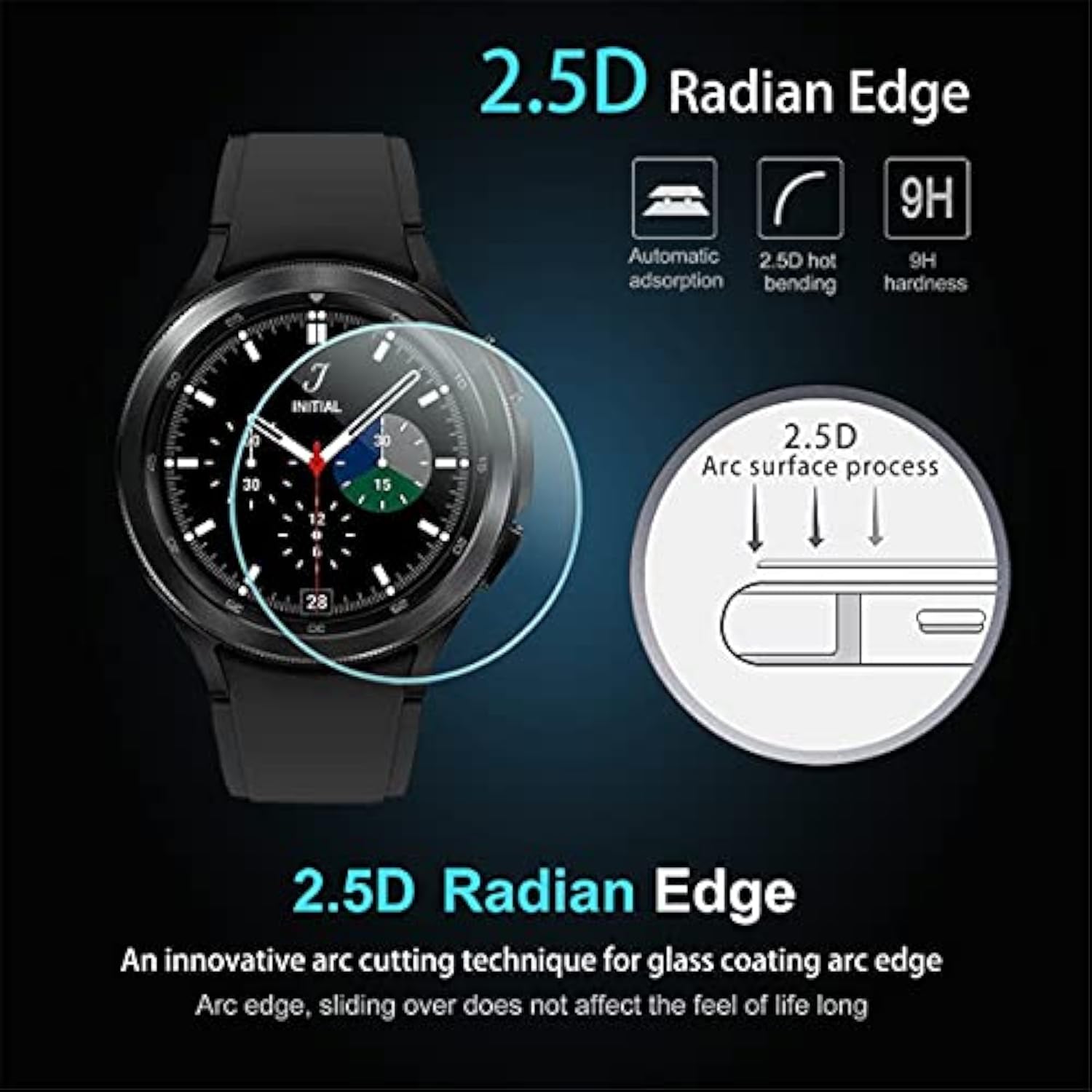 4-Pack For Samsung Galaxy Watch 4 Classic 46Mm Tempered Glass Screen Protector For Galaxy Watch 4 Classic 46Mm Smartwatch [2.5D 9H Hardness] [Anti-Scratch]