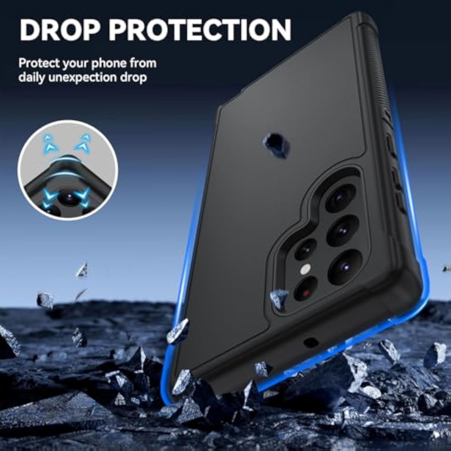3 in 1 Phone Case for Samsung Galaxy S22 Ultra Black Color Options Available