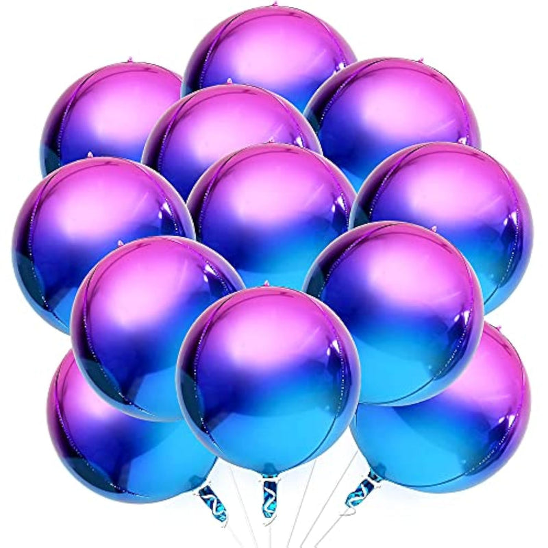 , Purple Galaxy Balloons - 22 Inch, Pack Of 12 | Round 4D Metallic Balloon For Galaxy Birthday Party Decorations | Iridescent Balloon | Purple And Blue Balloons For Mermaid Party Decorations