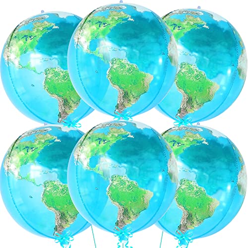 , Globe Balloons for Globe Decorations - Huge 22 Inch, Pack of 6