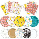 60Pcs School Plates And Napkins-Back To School Decorations Ruler Apple Alphabet First And Last Day Of School Preschool Kindergarten Graduation Tableware Deorations