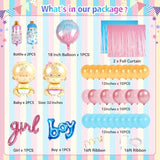 Baby Gender Reveal Balloons Party Decorations Supplies, Baby Shower Balloons Party Decorations, Pink, Blue, Yellow Latex Balloons, Shaped Balloons, Cupcake Toppers, Foil Curtains. Boy Or Girl Party