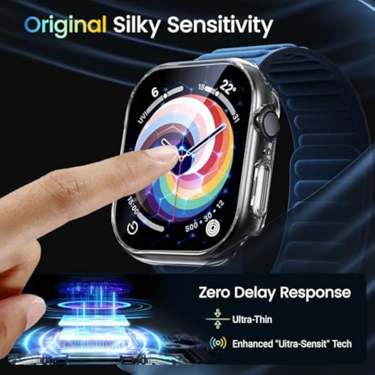 BAZO Clear Hard PC Case Compatible for Apple Watch Series 10 (2024) 46mm with Tempered Glass Screen Protector-Touch Sensitive, HD Clear Ultra-Thin Overall Protective Cover for iWatch 46mm - 2 Pack