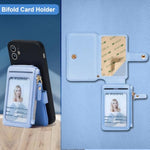Rfid Blocking Phone Wallet Stick On Leather, Card Holder For Phone Case Stick On Attachable Credit Card Holder For Phone (Compatible With Most Smartphones) (Sky Blue)