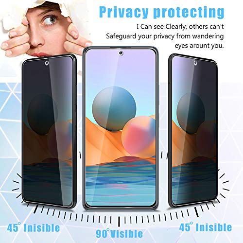 Anbzsign[2 Pack] Camera Lens Protector and [2 Pack] Privacy Screen Protector for Xiaomi Redmi Note 10 Pro/Note 10 Pro Max (2021) 6.67-inch, Anti-Spy