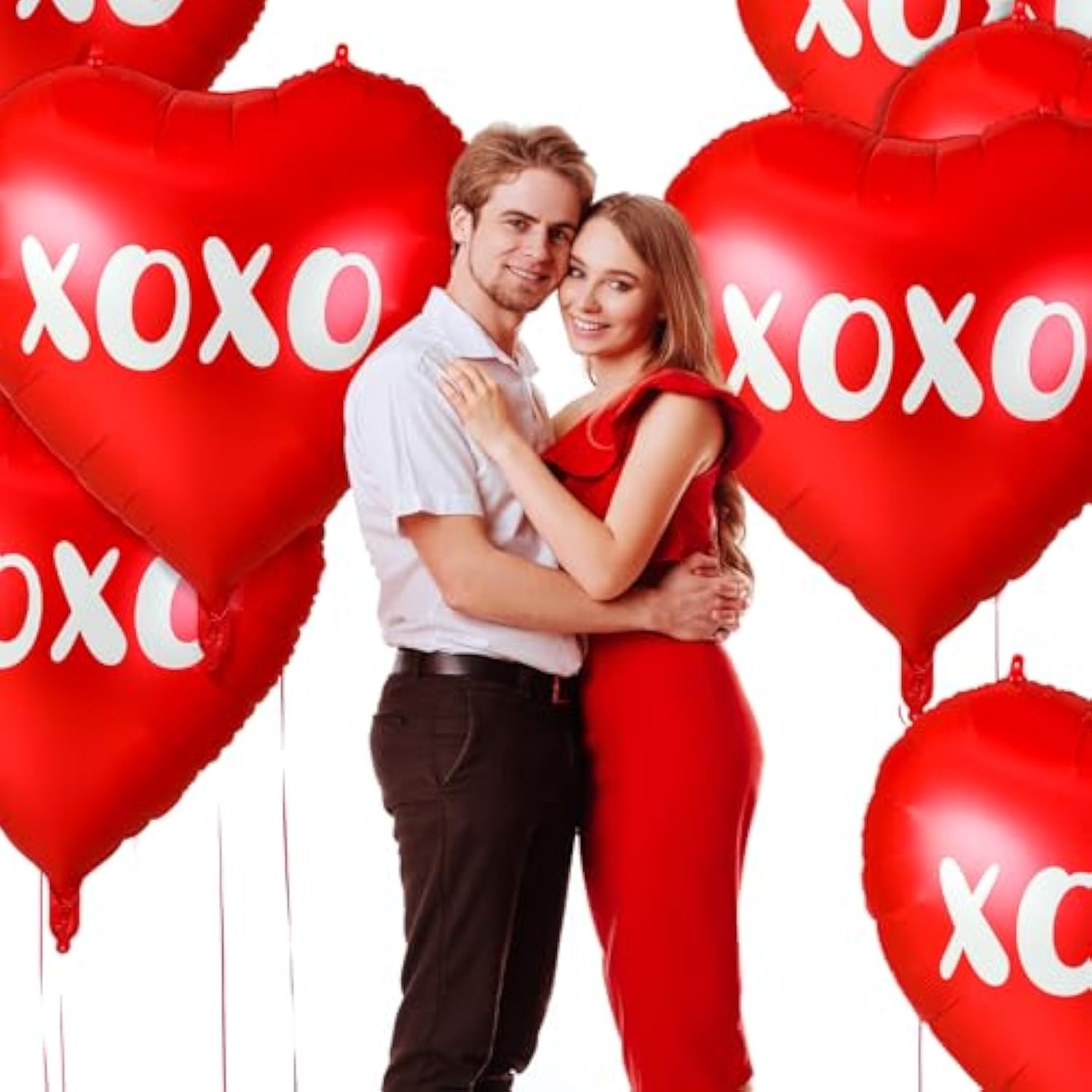 6 Pcs 32 Inches Large Heart Balloons Red Xoxo Huge Foil Heart Shaped Balloons Valentine'S Day Love Balloons Decorations For Galentines Day Wedding Anniversary Party Supplies
