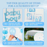 Baby Shower Decorations For Boy - All-In-One Inclusive Baby Boy Shower Blue Decorations Jumbo 165 Pcs Set - Welcome First Birthday Photo Shoot Decor Balloons Arch Boxes With Letters Kit