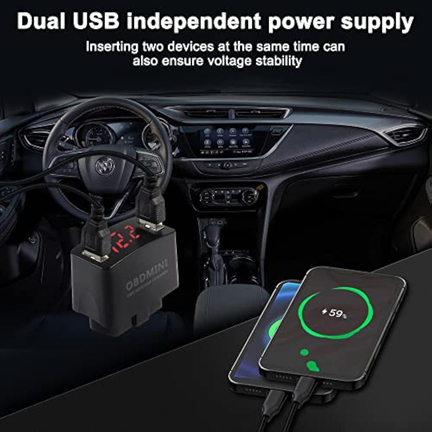 Car Obd Usb Charger Power Adapter Dc12?24V Dual Usb Charger Socket With Digital Display Usb 30W Fast Charging Qc2.0 Qc3.0 Charger For Vehicles