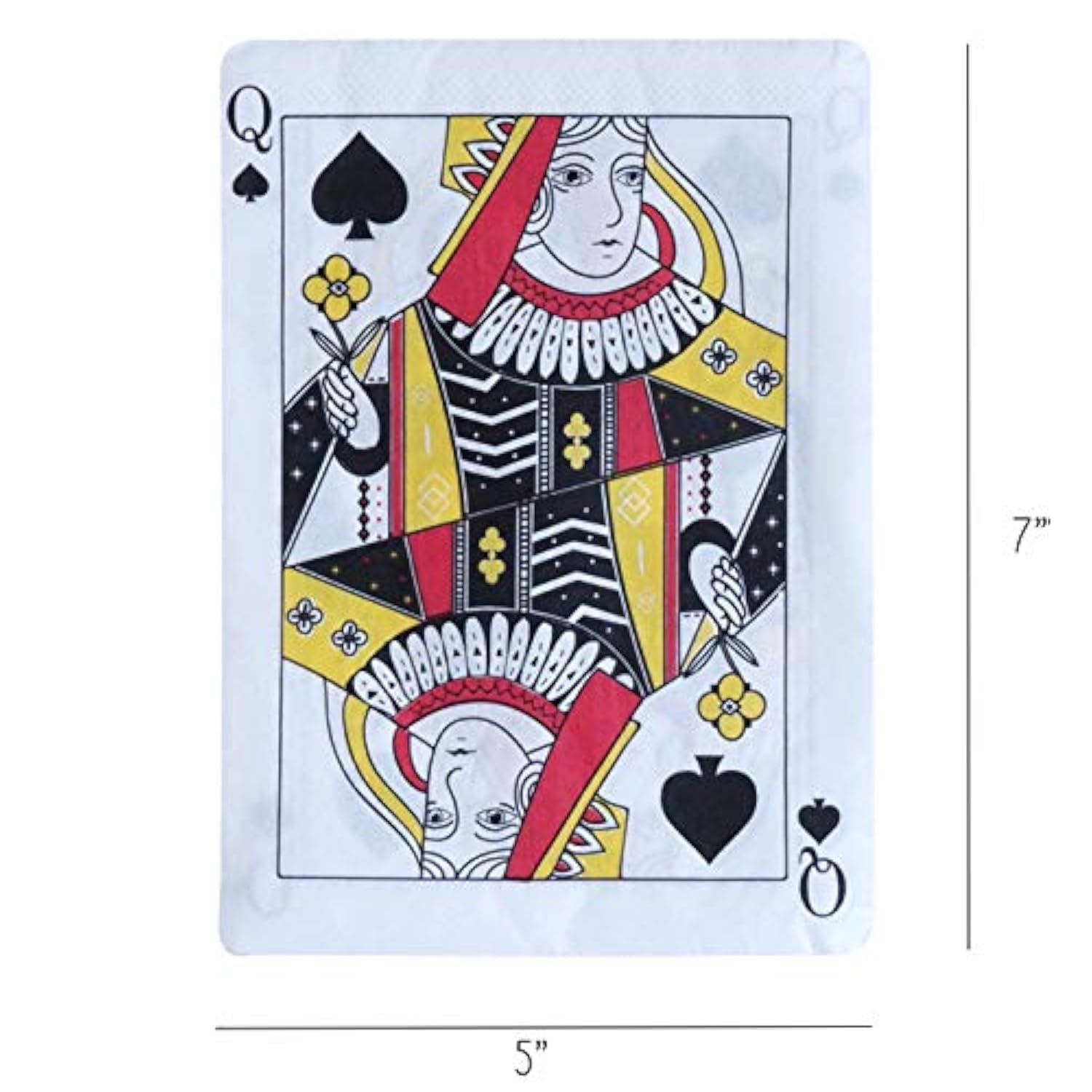 Casino Party Paper Napkins - 50 Pack Queen Of Spades Playing Card Shaped Disposable Paper Party Napkins 5"X7" For Casino Night Poker Game Party Supplies Tableware Decoration