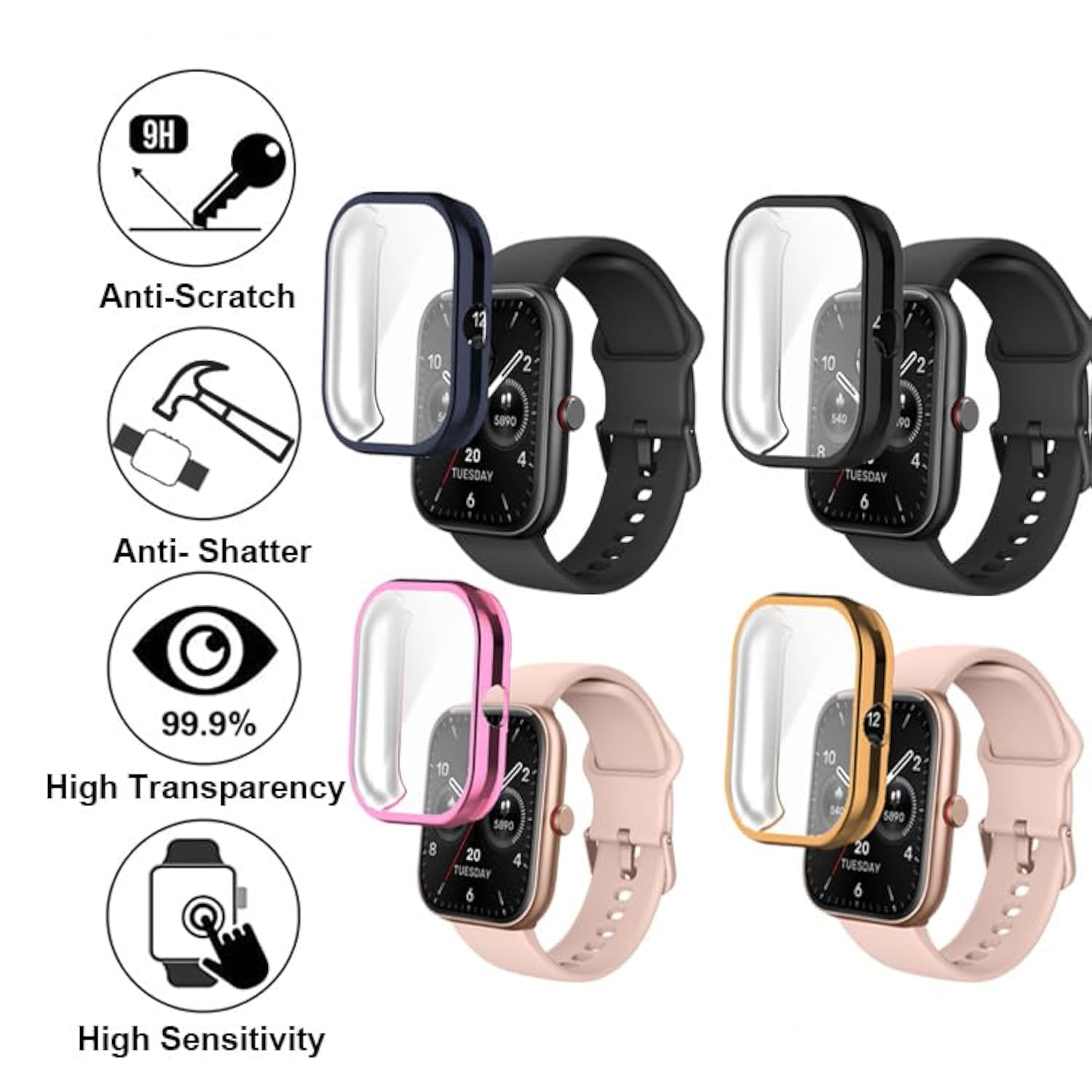 Watch Cases Compatible With Faweio, Enomir, Wmk, Yoever, Toobur Idw20 1.91” Smart Watch, Tpu Case With Screen Protector, Protecting Watch Body & Screen