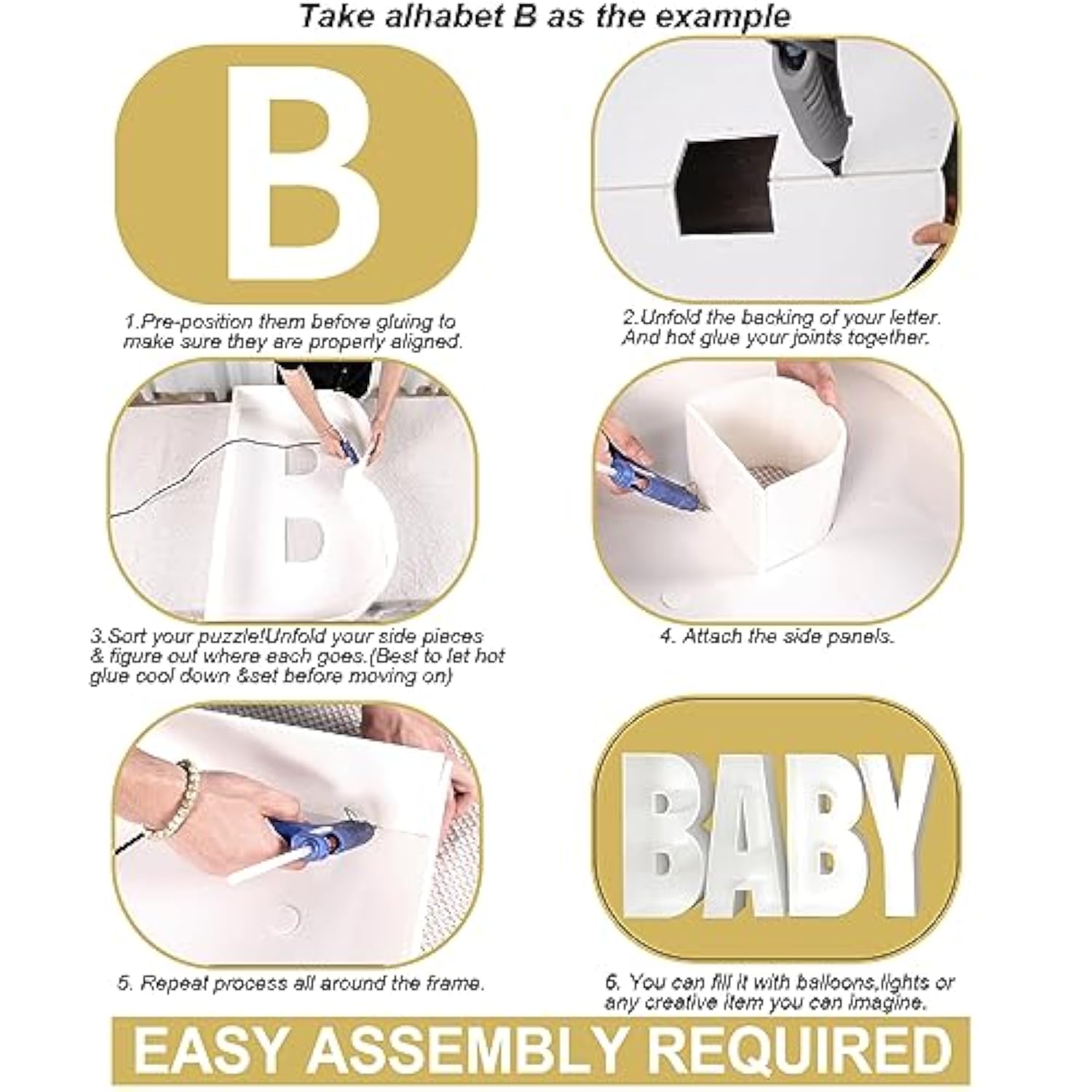 2.4FT Foam Board Marquee Letters BABY Kit: DIY Baby Shower Decor