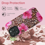 Compatible With Iphone 13 Case, Cute Leopard Pink Hibiscus Tropical Floral Pattern Phone Case With Hd Screen Protector Silicone Shockproof Protective Phone Cover For Women Girls