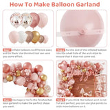 134pcs Rose Gold Balloon Arch Kit with Baby Boxes & Butterfly Stickers for Party