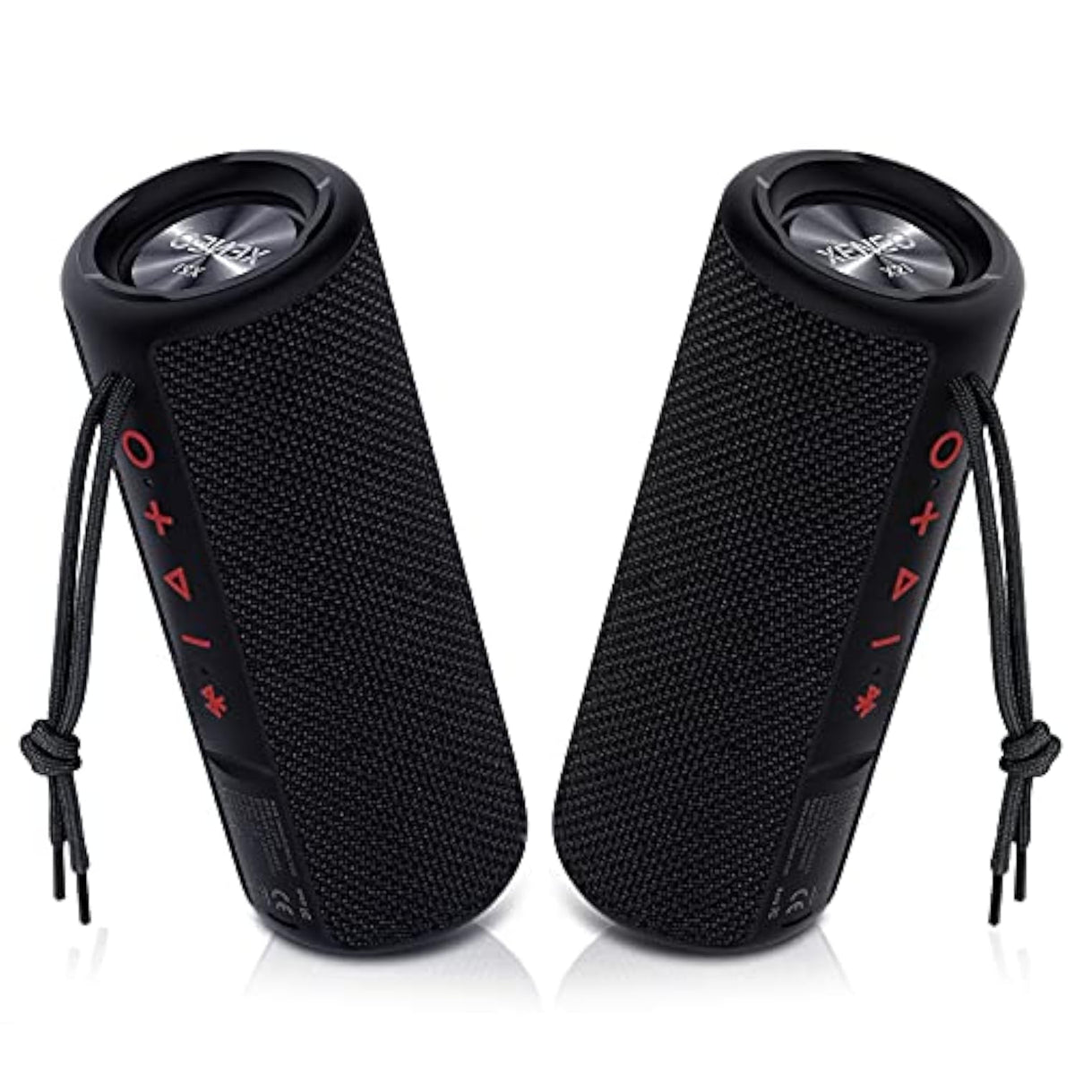X21 Dual Portable Bluetooth Speakers Waterproof Outdoor Wireless Stereo Pairing With Fm Radio, Micro Sd Card, Ipx6, Aux Jack 30W For Home, Office, Party And Travel (Pack 2 Black)