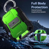 Armor Earphone Cover Case For Airpods Pro 2, Military Grade Full Body Shockproof Protection Hard Case, Support Wireless Charging With Keychain, Magnetic Lid, Front Led Visible, Green
