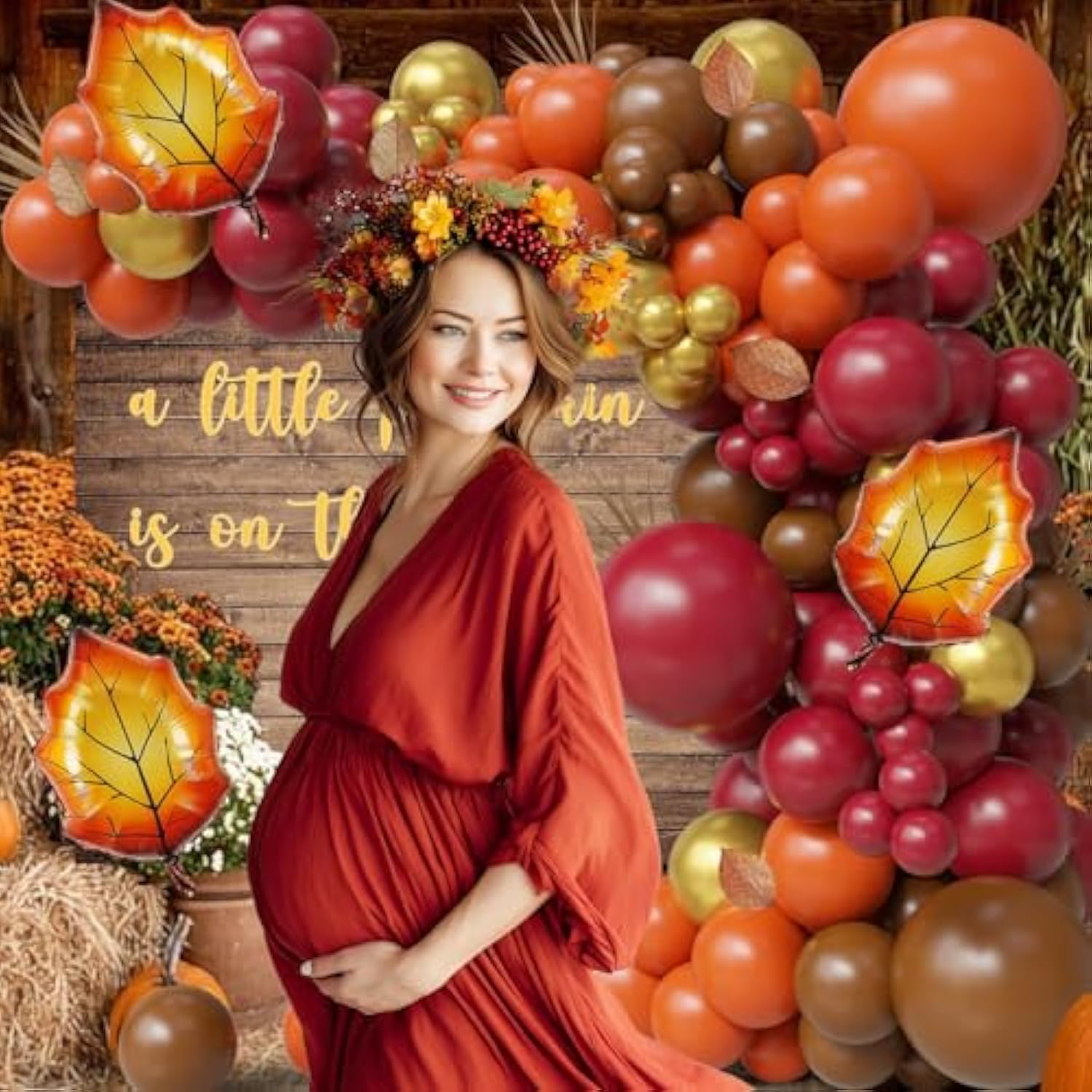 Fall Balloon Arch Kit: Burgundy, Orange, Maple Leaf - 148 Piece