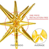 Gold Star Foil Balloons 6 Pcs 27 22 Inch Large Spike Starburst Mylar Balloons And Ribbon For Graduation Baby Shower Gender Reveal Christmas Wedding New Year Birthday Party Decorations