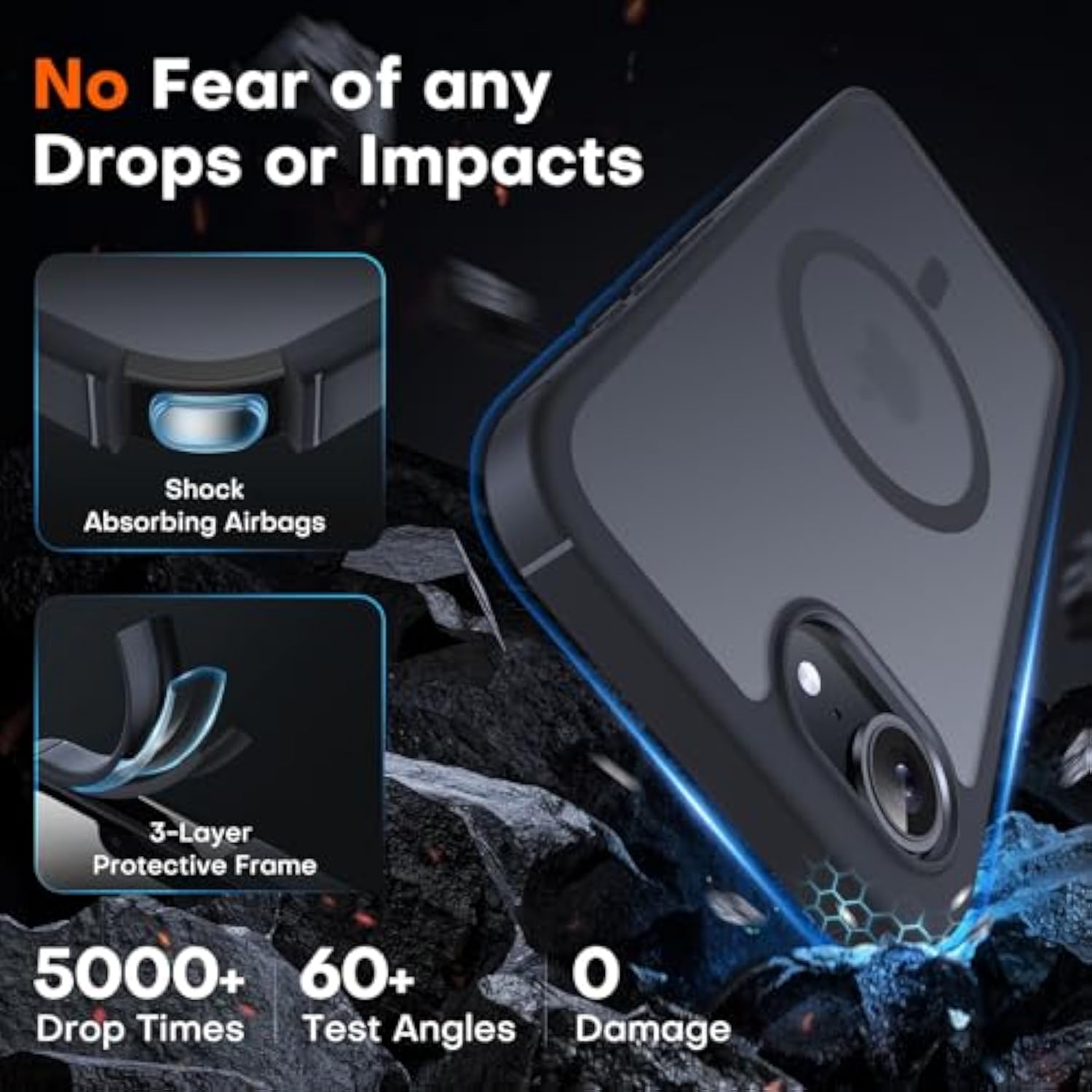 For Iphone 16E Case, Upgraded Full Camera Protection, Compatible With Magsafe, Drop Protection, Translucent Magnetic Matte Phone Case For Iphone 16E 6.1 Inch (Black)