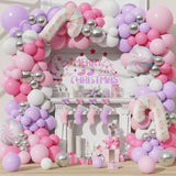 Pastel Christmas Balloon Arch Garland Kit 158Pcs Xmas Pink Purple Red Balloons Candy Cane Lollipop Mylar Balloons For Christmas New Year Party Decorations