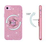 Case For Iphone Se 2022/2020, For Iphone 8, For Iphone 7, Cute Glitter Bling Sparkly Case With Ring Stand, Women Girls Protective Phone Case Cover For Iphone Se 3Rd Gen /2Nd Gen/8/7 - Pink
