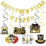Gold Happy New Year 2026 Banner Party Supplies for New Year’s Eve