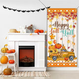 Happy Fall Y'All Door Banner, Large Autumn Thanksgiving Welcome Porch Sign, Harvest Pumpkin Sunflower Decor - 70.9 X 35.4 Inches