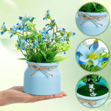 Large Spring Artificial Flowers Potted Centerpieces Desktop Fake Floral Plants In Macaron Pot Greenery For Office Table Home Indoor Bathroom Office Wedding Bridal Decor (8 Pcs,Vivid)