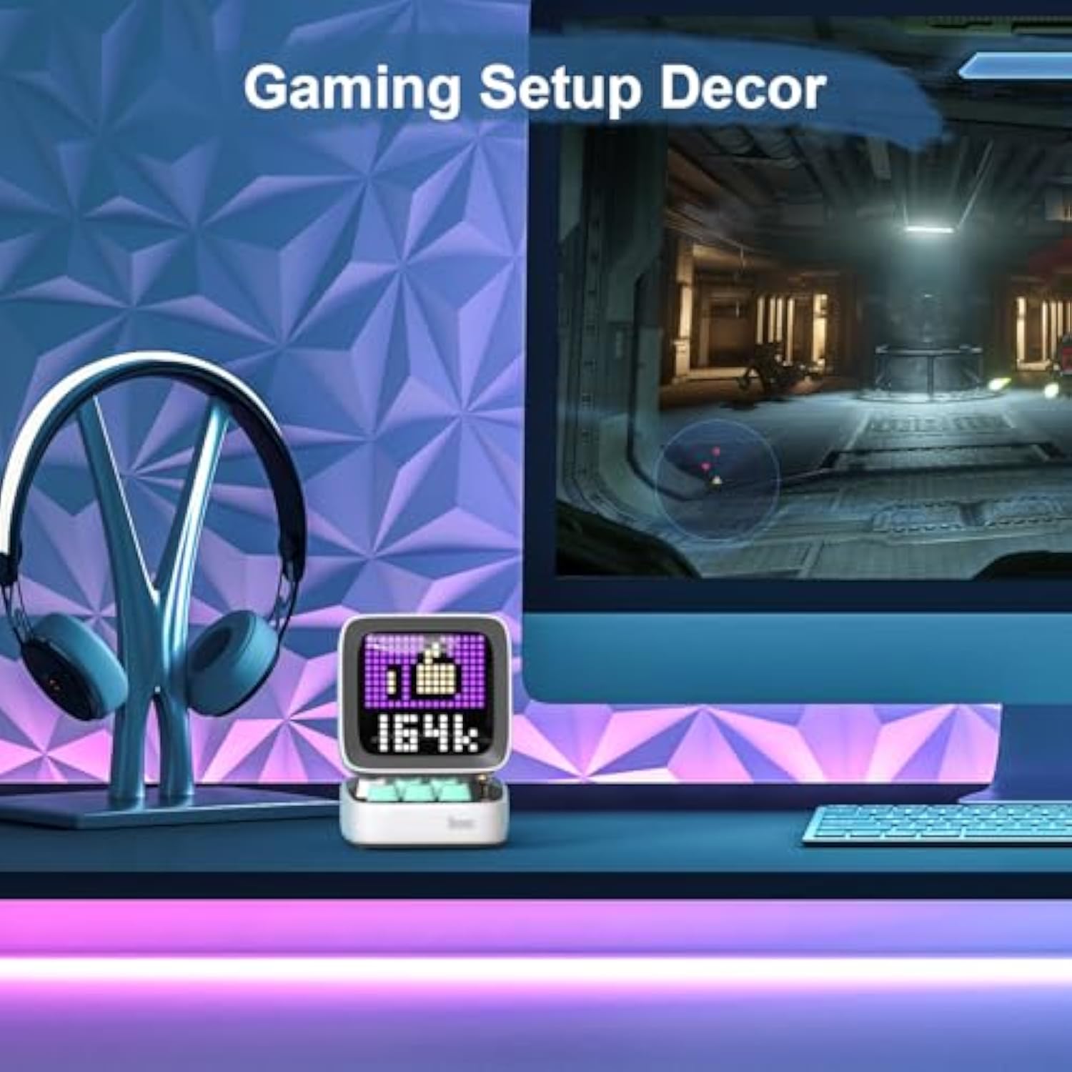 Divoom Ditoo Pixel Art Gaming Portable Bluetooth Speaker with App Controlled 16X16 LED Front Panel, Also a Smart Alarm (White)