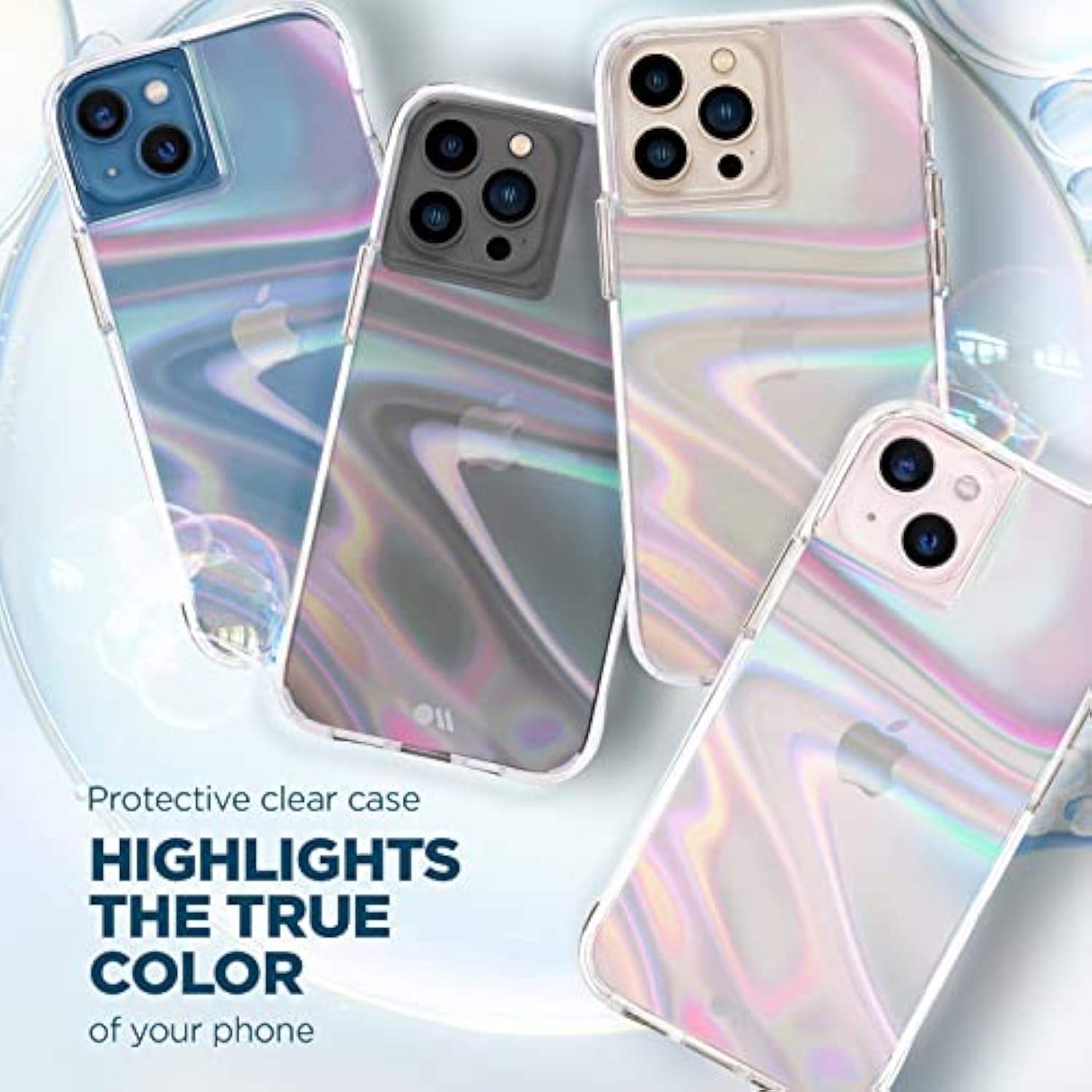 Case-Mate Soap Bubble iPhone 13 Case [10ft Drop Protection] [Wireless Charging Compatible] Luxury Cover for iPhone 13 6.1" - Iridescent Swirl Effect, Anti-Scratch, Shock Absorbing, Slim - Iridescent