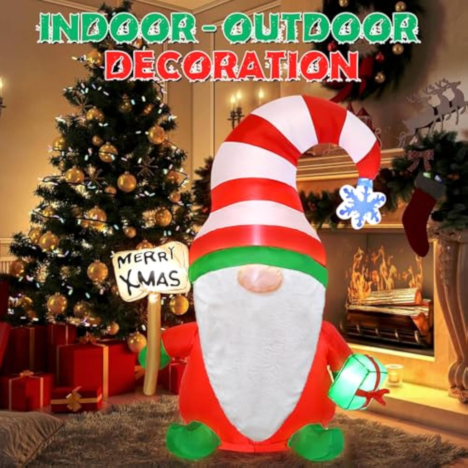 Christmas Inflatables Gnome, 4Ft Blow Up Christmas Gnome Outdoor Decorations, Inflatable Yard Decoration, Christmas Holi