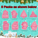 Christmas Cookie Cutters, 3D Christmas Holiday Cookie Cutters Shapes With Santa/Xmas Tree/House/Deer, Christmas Party Decorations Ornaments