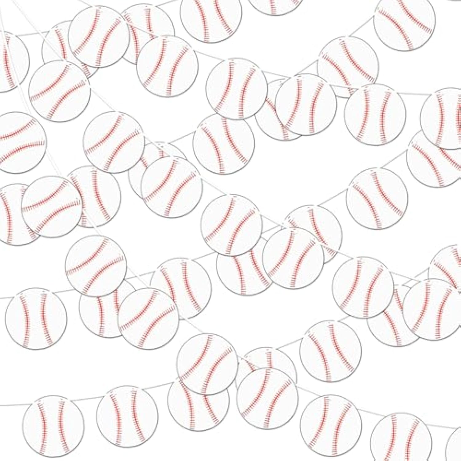 Pre-Strung 6 Pieces Baseball Banner Baseball Party Decorations, Base Ball Paper Garland Bunting Decor For Sports Theme Birthday Baby Shower Party Supplies Favors