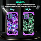 For Moto G 5G 2024 Case,Glow In The Dark Three Layer Heavy Duty Shockproof Protection Hard Plastic+Soft Silicone Full Body Drop Protective Case Moto G 5G 2024,Purple
