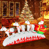 10Ft Christmas Inflatables Outdoor Decorations, Santa Claus With 3 Reindeer Sleigh, Built-In Led Lights Christmas Snowmo