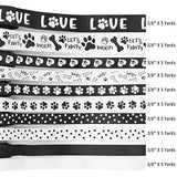 Paw Print Ribbon Dog Bone Satin Ribbon Assortment Black And White Ribb